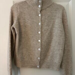 Elegant Beige Knit Cardigan